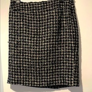Classic Black and White Tweed Skirt